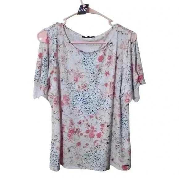 Tahari Tops - Tahari black label floral cold shoulder size large blouse